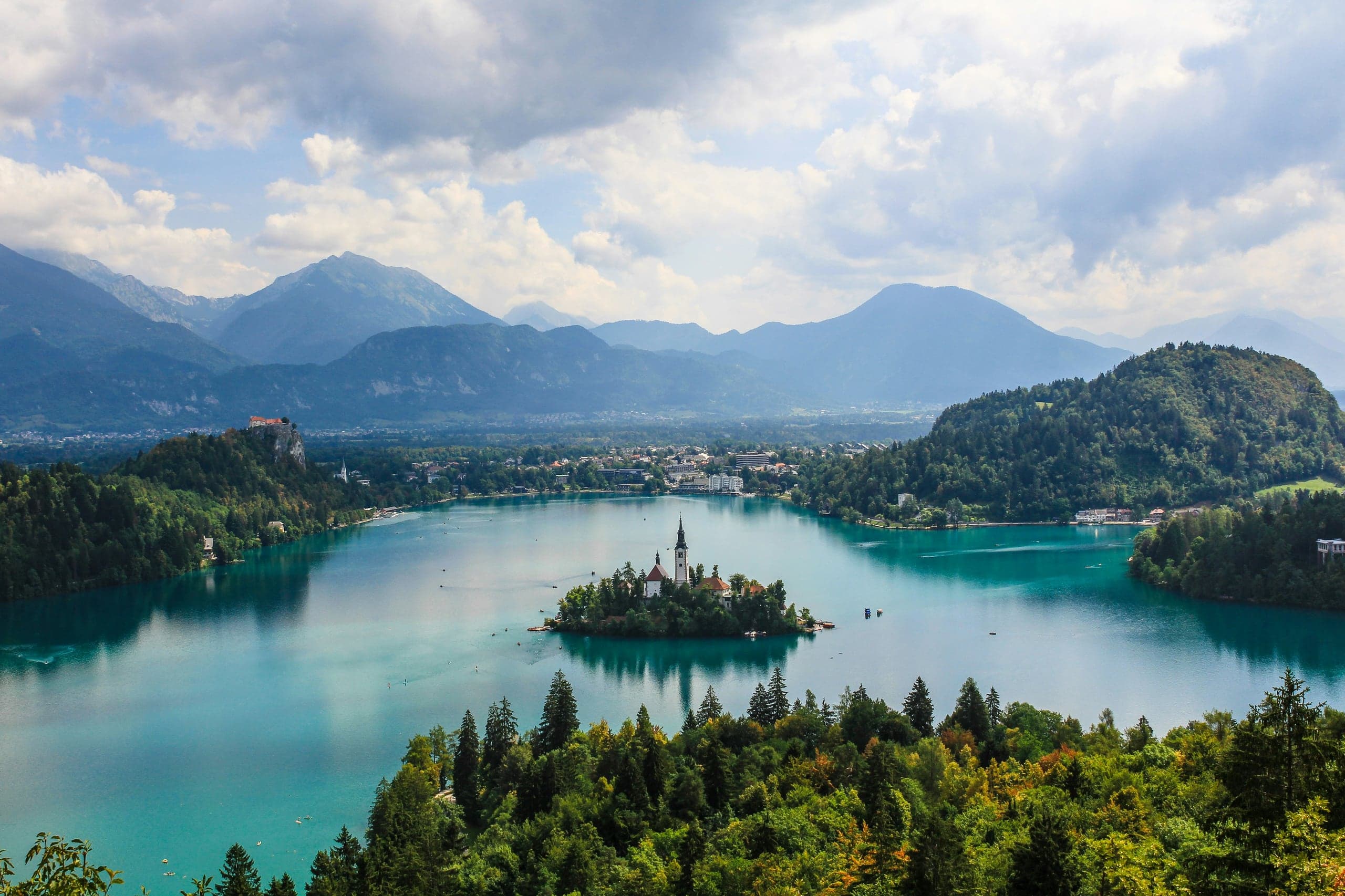 Lake Bled and Bled Island from an elevated viewpoint